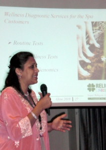 Dr. Leena Chatterjee from Super Religare Laboratories Limited, speaking at Glow 2010 in Kuala Lumpur last week.