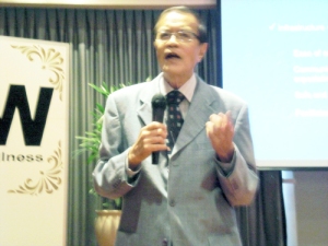 Dato' Dr. Chan Kok Ewe, Chairman at the Penang Health Association, holding a speech at Glow 2010.